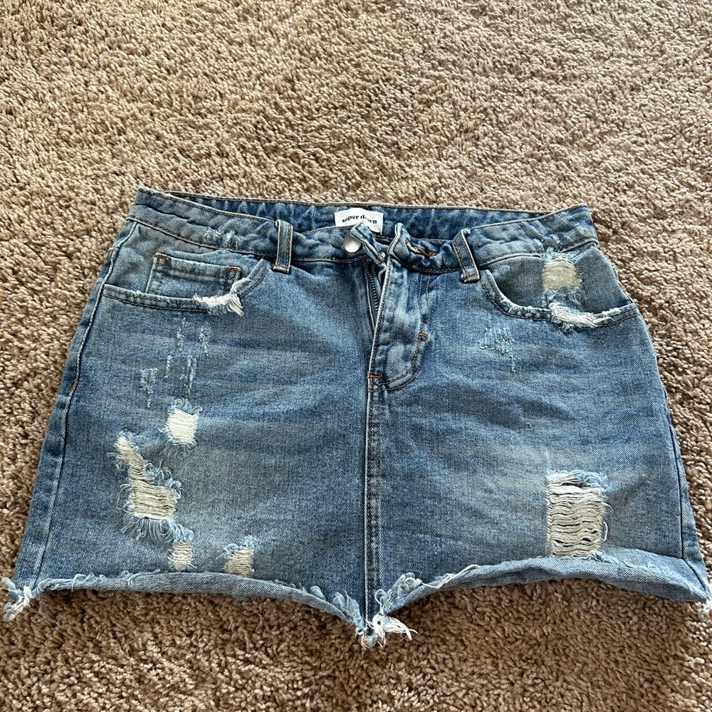 Superdown Classic Blue Denim Skirt